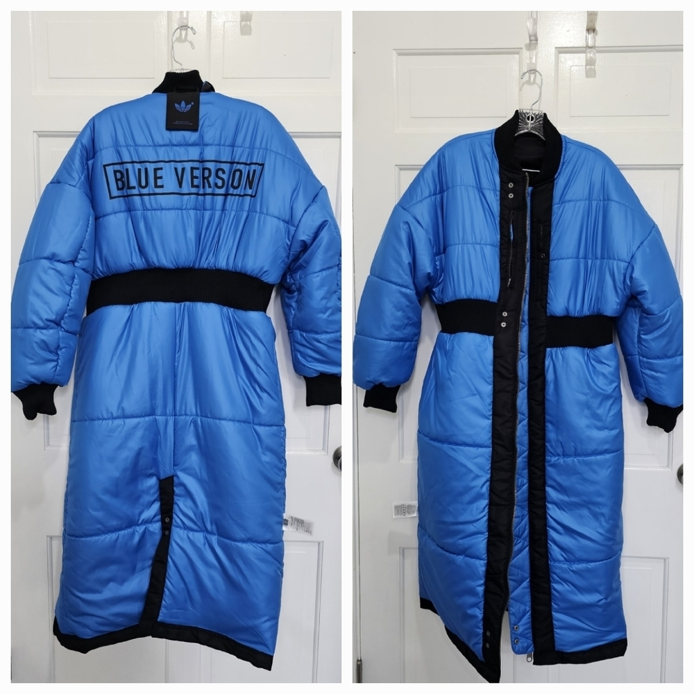 adidas Black Long Jacket blue version warm!